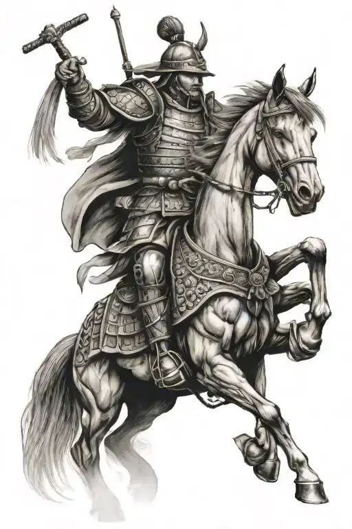 shogun on horse tattoo design idea
