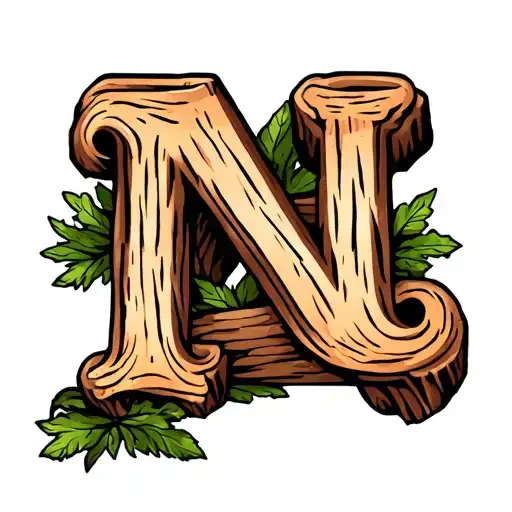 Logs with letter n l c o a tattoo design idea