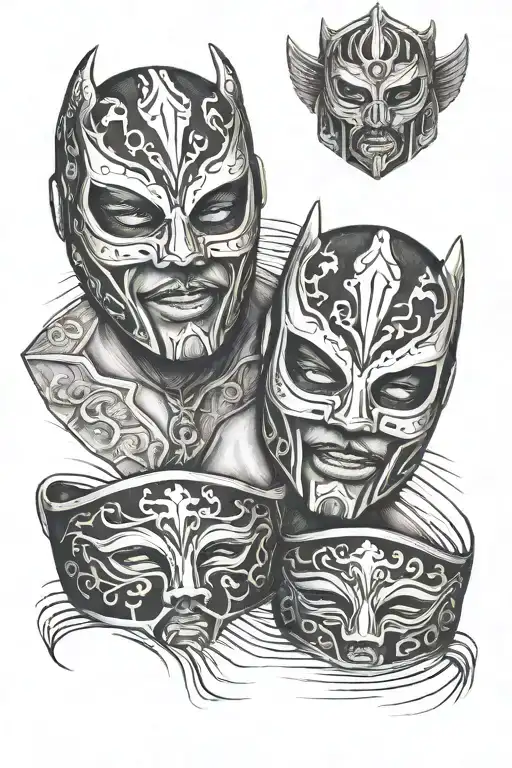 luchador masks with wrestling ring tattoo design idea
