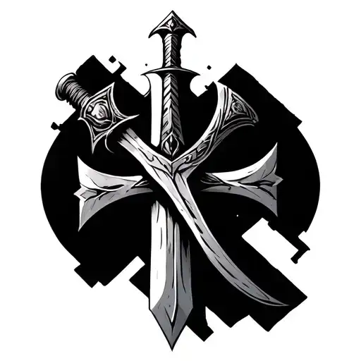 Viking sword broken cross tattoo design tattoo design idea