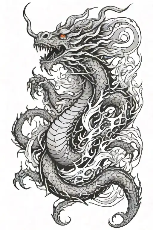 fluid dynamics turbulence flame dragon tattoo design idea