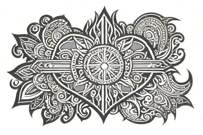 Filipino tribal band tattoo  heart sun tattoo design idea