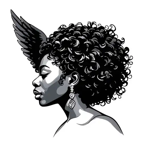 Afro Angel tattoo design idea