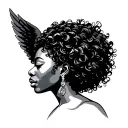 Afro Angel tattoo design idea