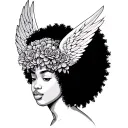 Afro Angel tattoo design idea