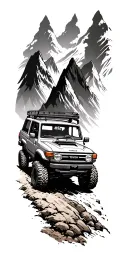 Toyota Off Road rock crawling and mountains tattoo design idea