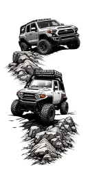 Toyota Off Road rock crawling and mountains tattoo design idea