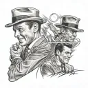 realism lower forearm frank sinatra/ elvis grayscaling half sleeve tattoo design idea
