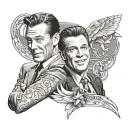 realism lower forearm frank sinatra/ elvis grayscaling half sleeve tattoo design idea
