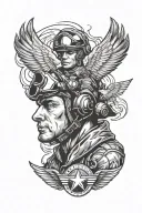 flame us air force pilot flying tattoo design idea