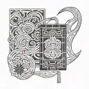 a rectangular omamori charm tattoo design idea