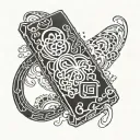 a rectangular omamori charm tattoo design idea