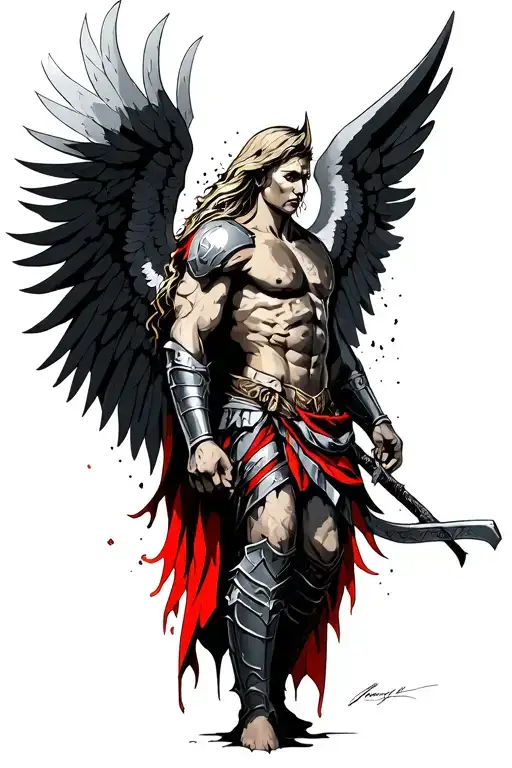 archangel warrior tattoo design idea