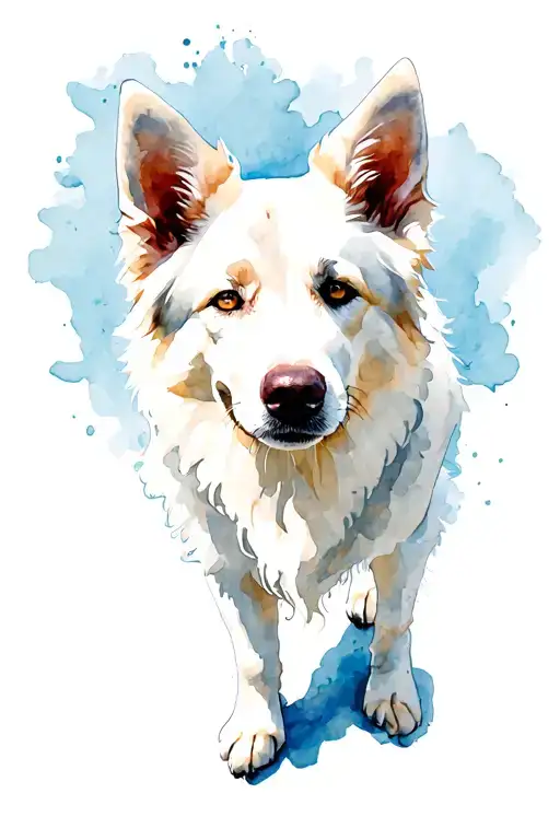 white Shepherd dog standing tattoo design idea