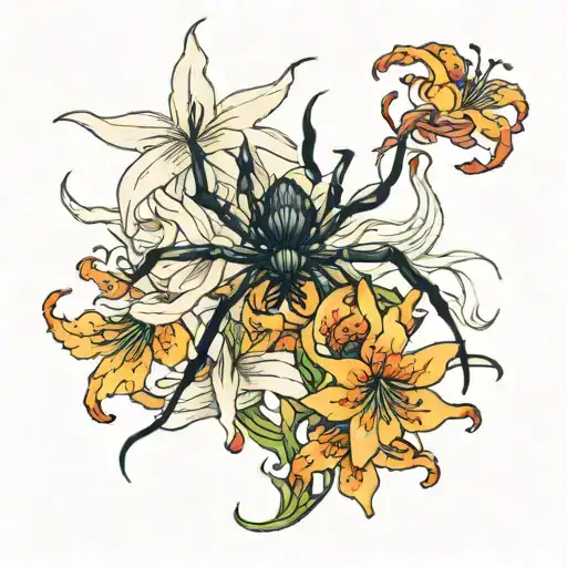 spider Lilly and ethereal   tattoo design idea