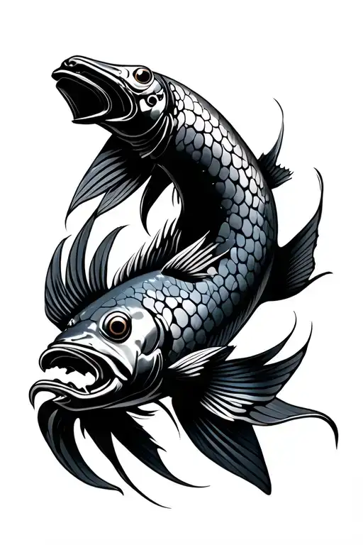 japanese cyberpunk fish tattoo design idea