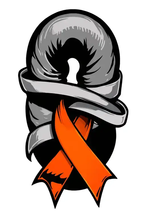 kidney cancer orange ribbon intertwined with strength symbol  tattoo design idea