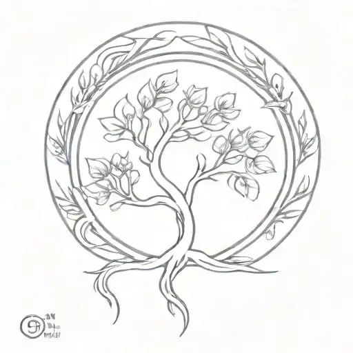 Phoenix tree of life intertwined tattoo design idea