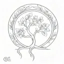 Phoenix tree of life intertwined tattoo design idea