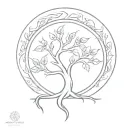 Phoenix tree of life intertwined tattoo design idea