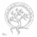 Phoenix tree of life intertwined tattoo design idea