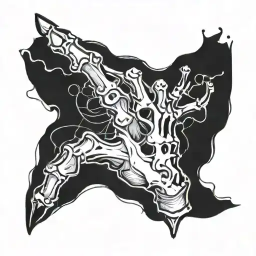 skeleton hand doing W  sign tattoo design idea