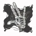 skeleton hand doing W  sign tattoo design idea