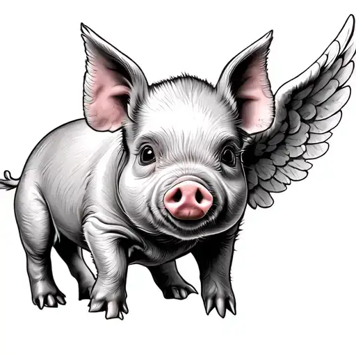 Baby Angel pig tattoo design idea