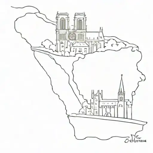 Notre Dame Map tattoo design idea