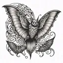 bat butterfly and crow wings spread tattoo design idea