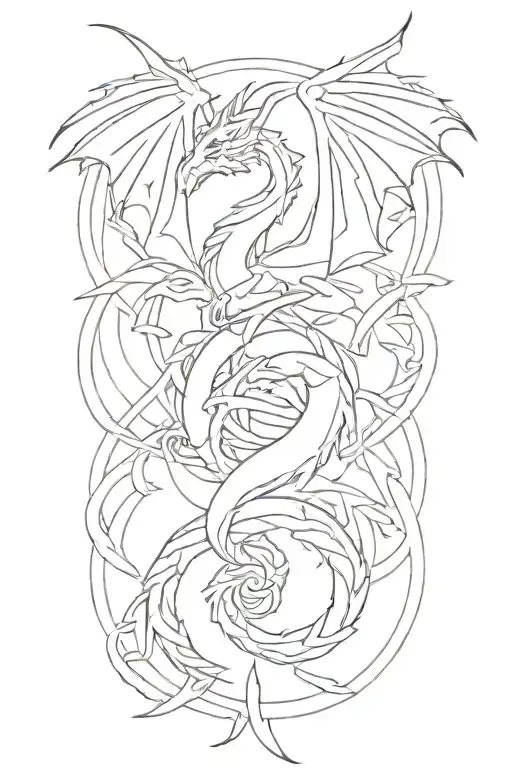 Celtic Dragon flying tattoo design idea