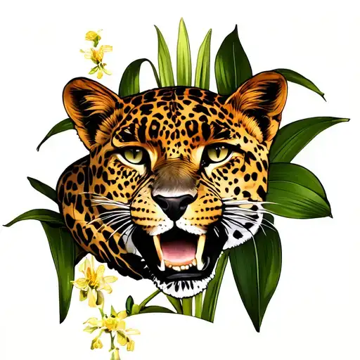 cymbidium Dayanum plus a leopard plus a fatty kid cudi man tattoo design idea