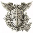 gold cross with shield behind and bible verse Ephesians 6:13 ARMOR OF GOD  tattoo design idea