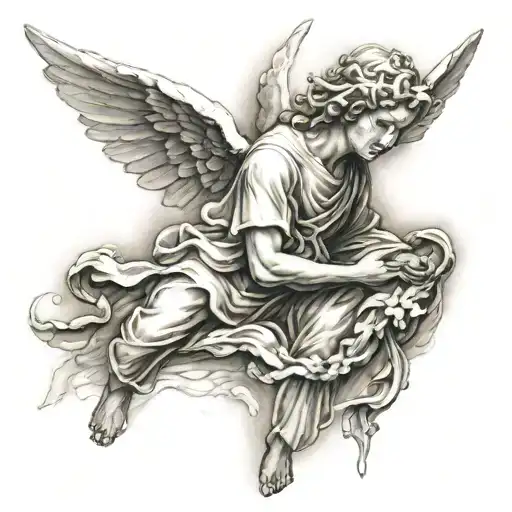 Sky, piece, angel, christian, religious tattoo design idea