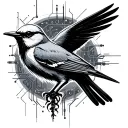 cyberpunk mockingbird circuits tattoo design idea