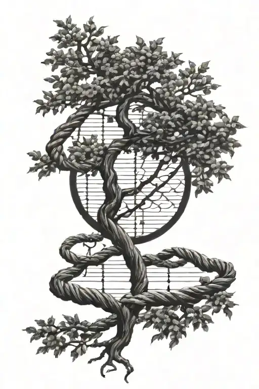 tree, DNA, rope tattoo design idea