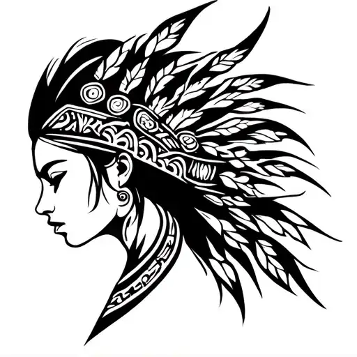 In Visayas female warrior tattoo design idea