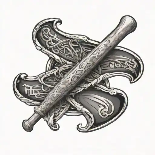 st louis baseball bat intertwined tattoo design idea