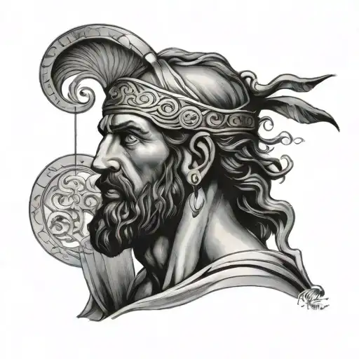 tattoo to go across my chest and shoulders. depiction of odysseus from homers odyssey.  tattoo design idea