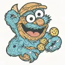 Cookie Monster face tattoo design idea