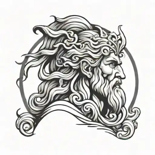 poseidon blank face tattoo design idea