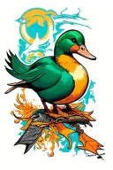 powerline work and duck tattoo design idea