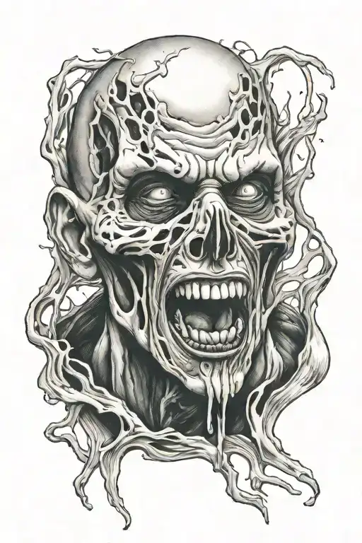 horror scream mask tattoo design idea