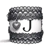 lace bracelet with heart charm initials J tattoo design idea
