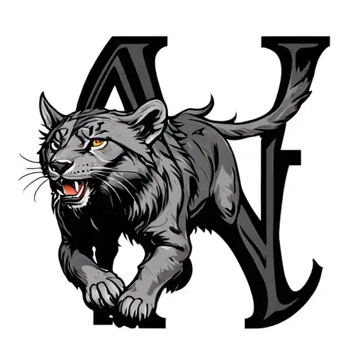 Nephew initial (A.GJ) with a aggressive animal tattoo design idea