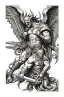 demon and angel war tattoo design idea