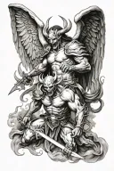 demon and angel war tattoo design idea