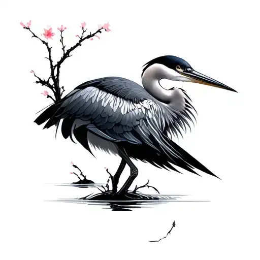 Japanese heron tattoo design idea