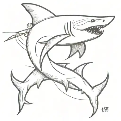 shark, anchor  tattoo design idea