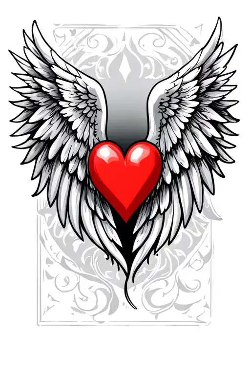 angel wings heart shape tattoo design idea